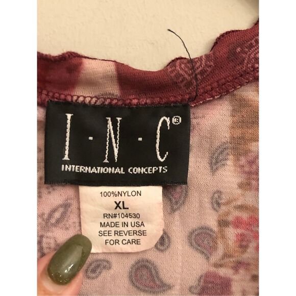 Vintage INC Sheer Patchwork Boho Blouse Bell Sleeve Romantic Whimsigoth Fairy Gr - Picture 3 of 6